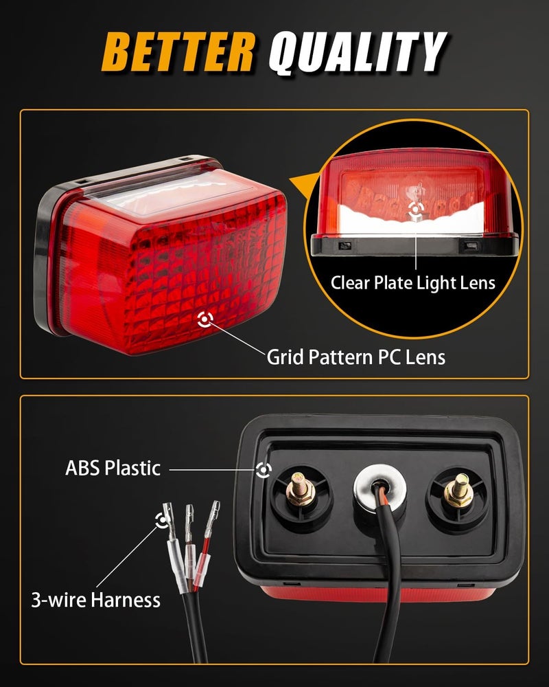 KICRY ATV Brake Tail Light Led Taillight Brake Stop Lights Compatible with Yamaha Grizzly Big Bear Bruin Kodiak Wolverine Rhino Viking 5KM-8472C-10-00 Aftermarket (Bulb w/Plate Light) - Image 4